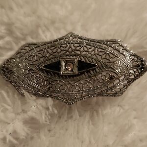 Vintage Art Deco Silver Filigree Brooch 1920s